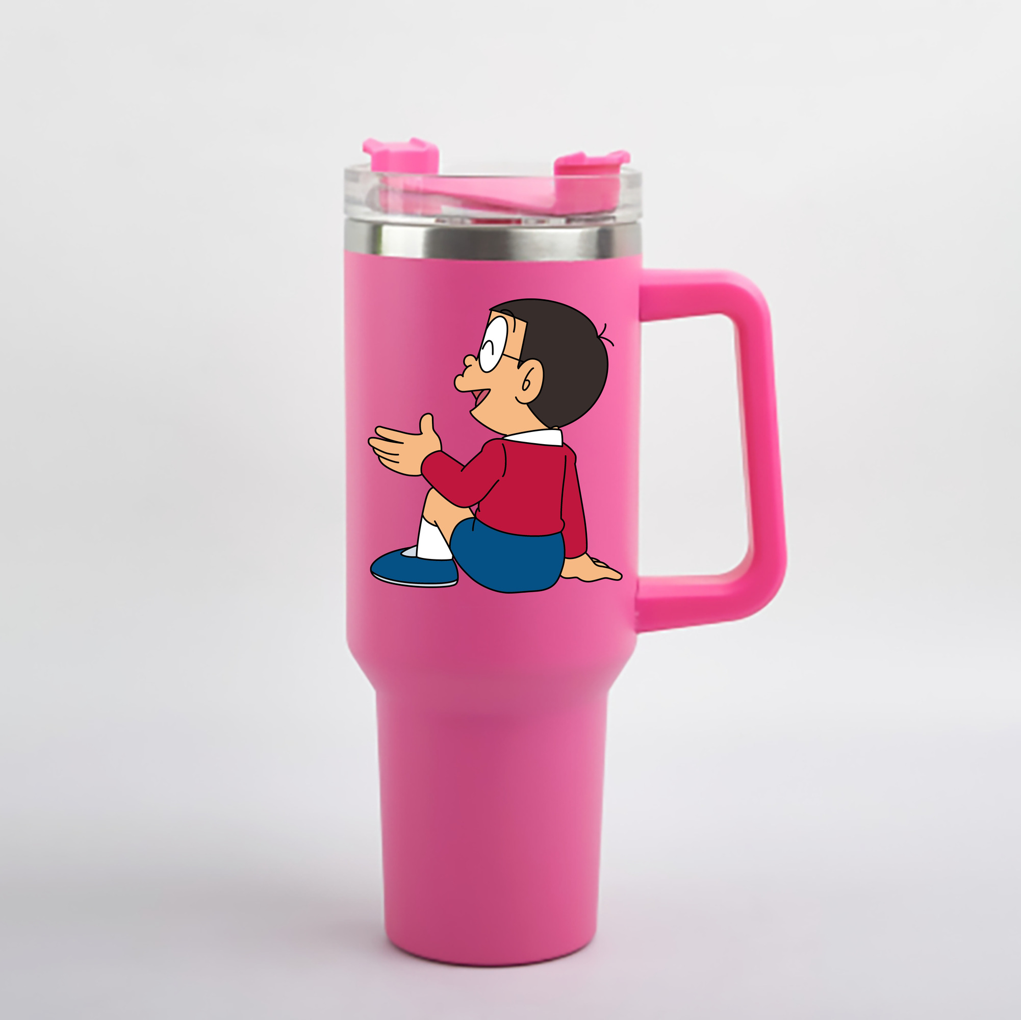 （画像用） ドラえもん 野比 のび太 Doraemon Nobita Nobi 1200mL車用タンブラー - クリスタルステッカー（プラスチックストロー付き）